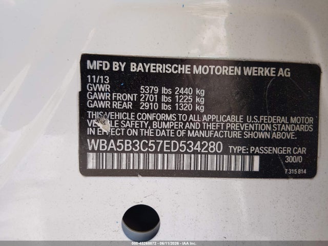 2014 Bmw 535i Xdrive მანქანა იყიდება აუქციონზე, vin: WBA5B3C57ED534280, აუქციონის ნომერი: 45268872