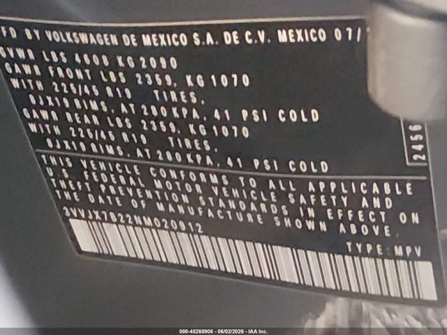 3VVJX7B22NM020912 Volkswagen Taos 1.5t Sel