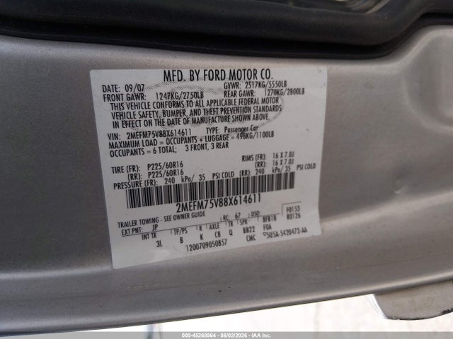 Продаж на аукціоні авто 2008 Mercury Grand Marquis Ls, vin: 2MEFM75V88X614611, номер лоту: 45268964