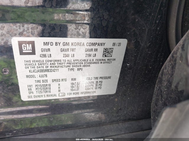 Aukcja sprzedaży 2021 Buick Encore Fwd Preferred, vin: KL4CJASB5MB324211, numer aukcji: 45268984