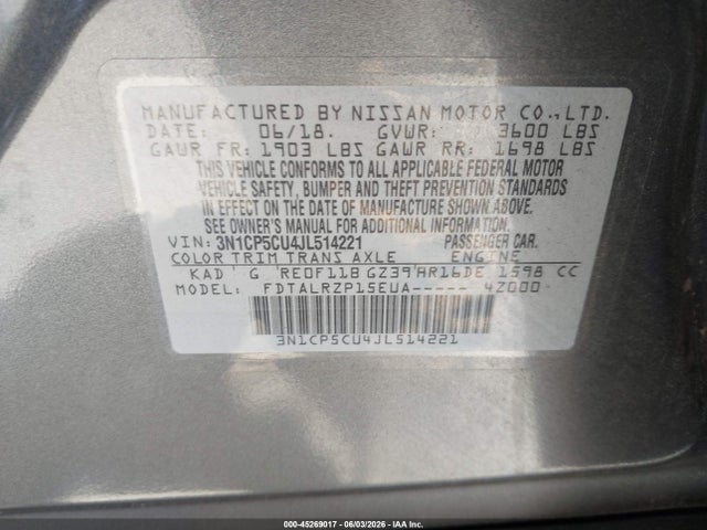 Nissan KICKS S 2018 3N1CP5CU4JL514221 Image 9
