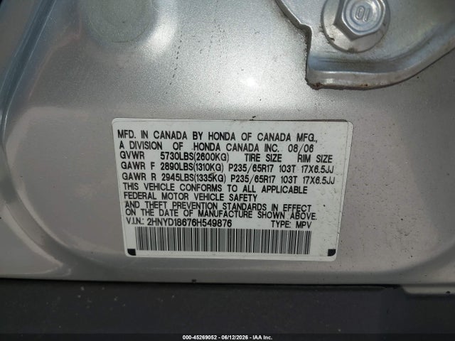Aukcja sprzedaży 2006 Acura Mdx, vin: 2HNYD18676H549876, numer aukcji: 45269052