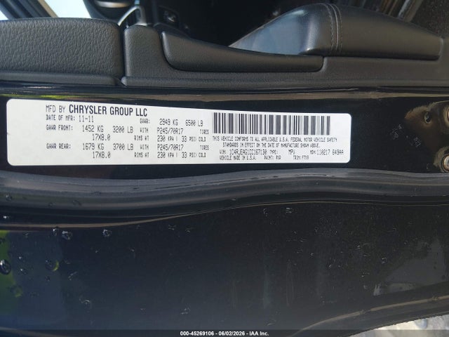 45269106 :رقم المزاد ، 1C4RJEAG1CC167130 vin ، 2012 Jeep Grand Cherokee Laredo مزاد بيع