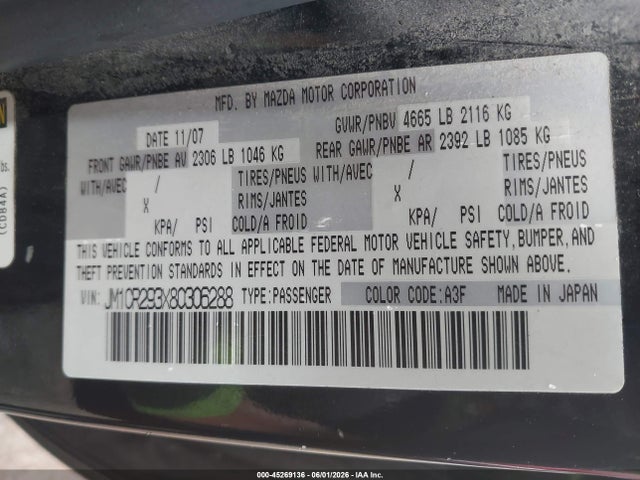 Aukcja sprzedaży 2008 Mazda Mazda5 Sport, vin: JM1CR293X80306288, numer aukcji: 45269136
