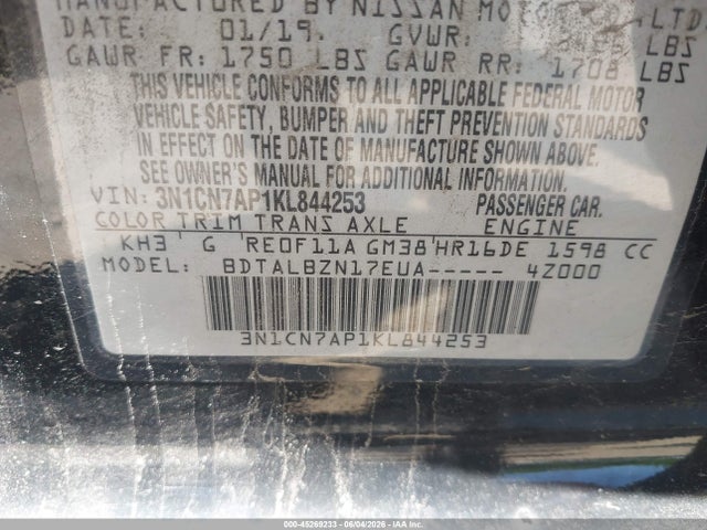 Nissan Versa 1.6 Sv 2019 3N1CN7AP1KL844253 Image 9