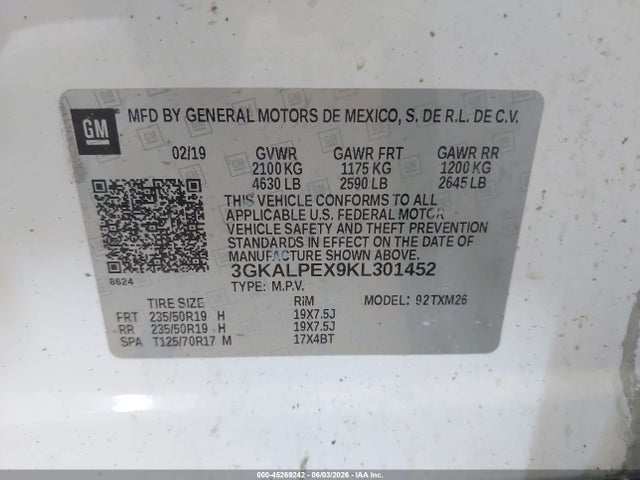 Продаж на аукціоні авто 2019 Gmc Terrain Slt, vin: 3GKALPEX9KL301452, номер лоту: 45269242