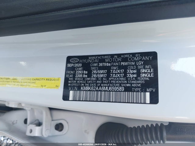 Aukcja sprzedaży 2021 Hyundai Kona Sel Plus, vin: KM8K62AA6MU659589, numer aukcji: 45269284