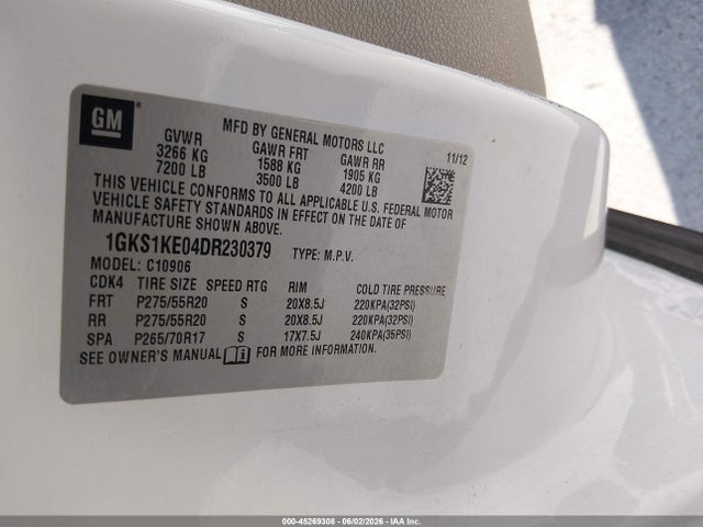 Aukcja sprzedaży 2013 Gmc Yukon Xl 1500 Slt, vin: 1GKS1KE04DR230379, numer aukcji: 45269308