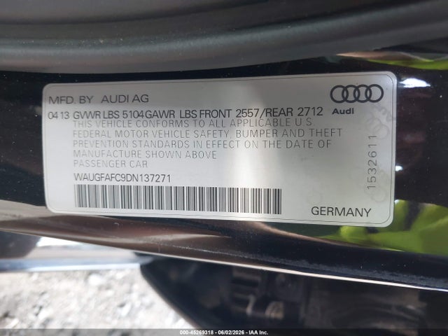 Aukcja sprzedaży 2013 Audi A6 2.0t Premium, vin: WAUGFAFC9DN137271, numer aukcji: 45269318