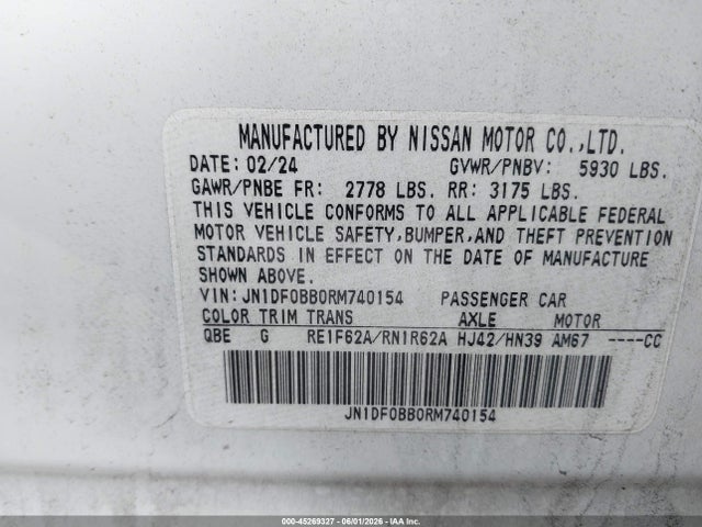 2024 Nissan Ariya Engage+ მანქანა იყიდება აუქციონზე, vin: JN1DF0BB0RM740154, აუქციონის ნომერი: 45269327