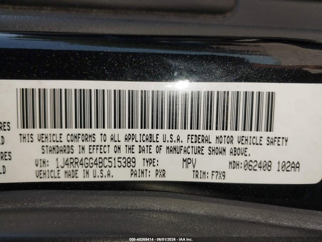 2011 Jeep Grand Cherokee Laredo მანქანა იყიდება აუქციონზე, vin: 1J4RR4GG4BC515389, აუქციონის ნომერი: 45269414