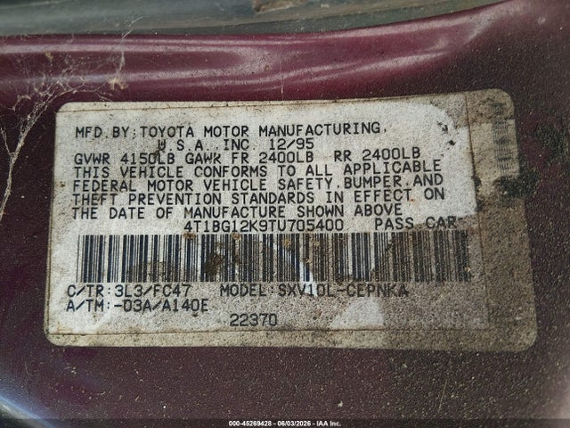 Продаж на аукціоні авто 1996 Toyota Camry Dx/le/xle, vin: 4T1BG12K9TU705400, номер лоту: 45269428