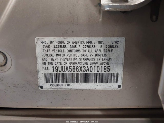Aukcja sprzedaży 2003 Acura Tl 3.2, vin: 19UUA566X3A010185, numer aukcji: 45269500