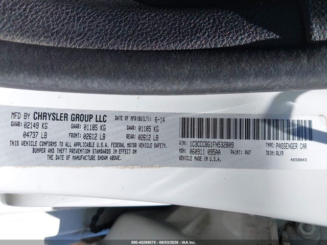 Aukcja sprzedaży 2015 Chrysler 200 S, vin: 1C3CCCBG1FN532809, numer aukcji: 45269570