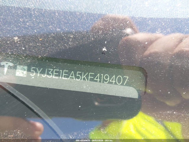 Tesla Model 3 Long Range/mid Range/standard Range/standard Range Plus 2019 5YJ3E1EA5KF419407 Image 9