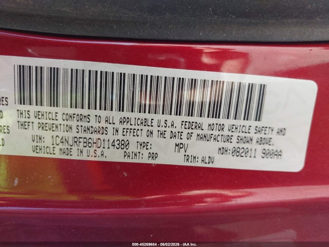 Продаж на аукціоні авто 2017 Jeep Patriot High Altitude 4x4, vin: 1C4NJRFB6HD114380, номер лоту: 45269684