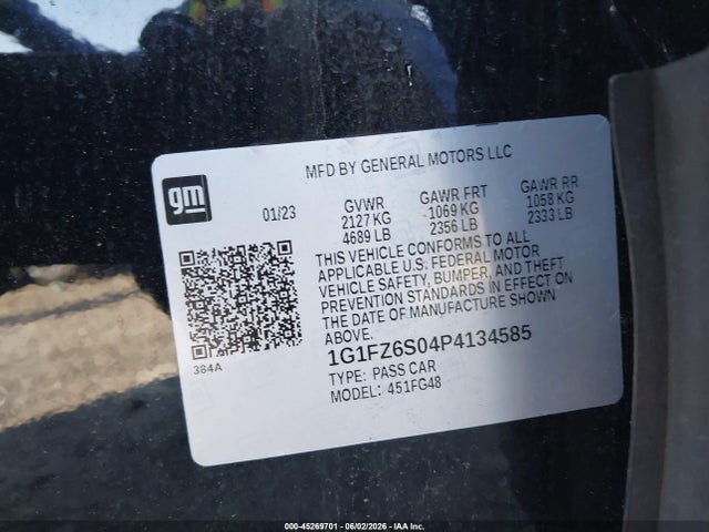 Auction sale of the 2023 Chevrolet Bolt Euv Fwd Premier, vin: 1G1FZ6S04P4134585, lot number: 45269701