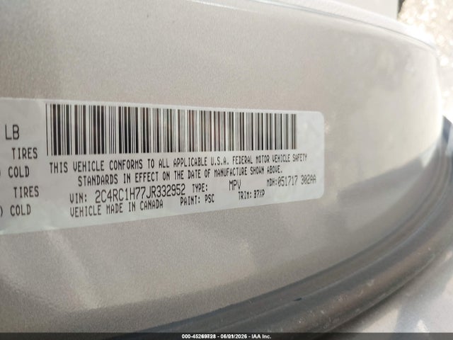Aukcja sprzedaży 2018 Chrysler Pacifica Hybrid Touring Plus, vin: 2C4RC1H77JR332952, numer aukcji: 45269728