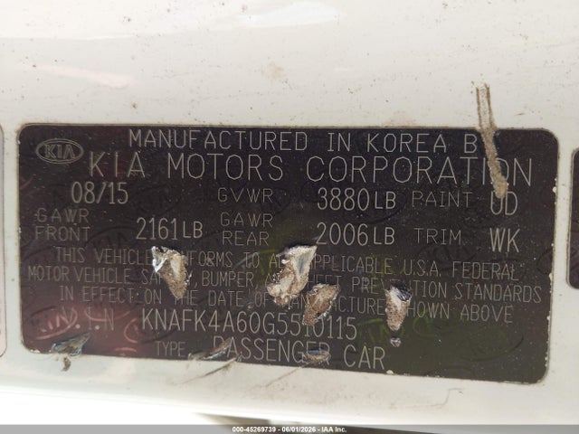Продажа на аукционе авто 2016 Kia Forte Lx, vin: KNAFK4A60G5510115, номер лота: 45269739
