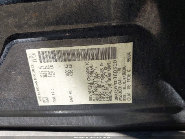 Nissan Maxima 3.5 Sv 2019 1N4AA6AV7KC360310 Image 9
