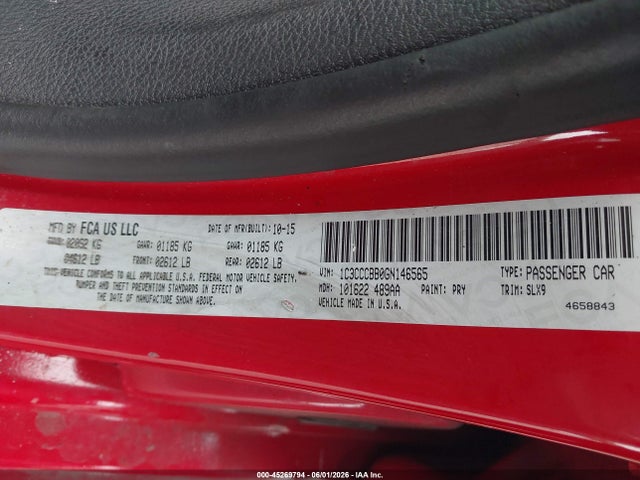 45269794 :رقم المزاد ، 1C3CCCBB0GN146565 vin ، 2016 Chrysler 200 S مزاد بيع