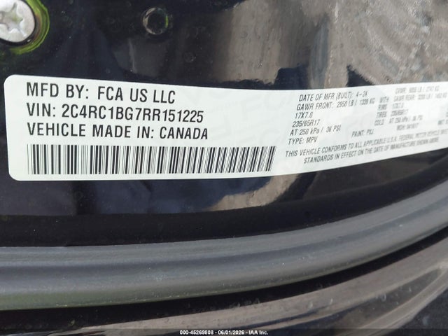 Продаж на аукціоні авто 2024 Chrysler Pacifica Touring L, vin: 2C4RC1BG7RR151225, номер лоту: 45269808