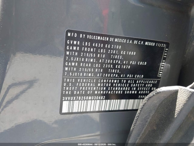 Продаж на аукціоні авто 2024 Volkswagen Taos 1.5t Se, vin: 3VVUX7B25RM030482, номер лоту: 45269844