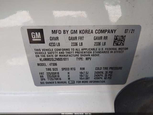 KL4MMDSL2NB051011 Buick Encore Gx Fwd Select