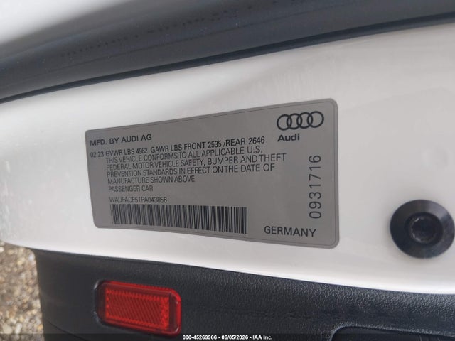 2023 Audi A5 Sportback Premium Plus 45 Tfsi S Line Quattro S Tronic მანქანა იყიდება აუქციონზე, vin: WAUFACF51PA043856, აუქციონის ნომერი: 45269966
