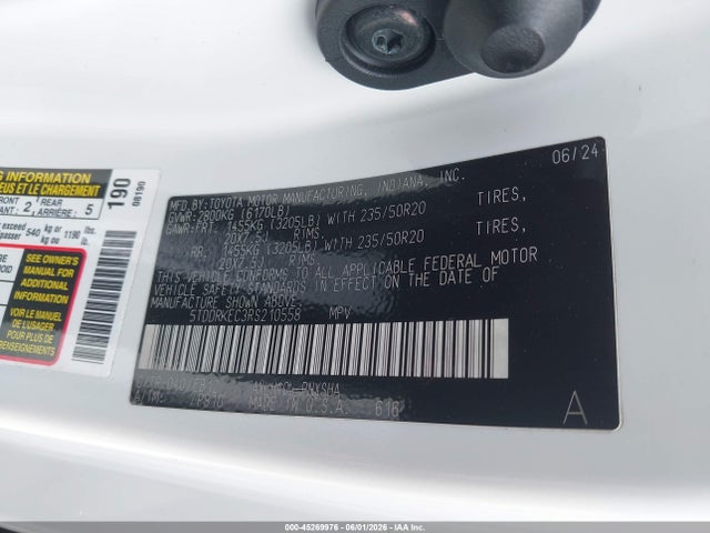 2024 Toyota Sienna Xse მანქანა იყიდება აუქციონზე, vin: 5TDDRKEC3RS210558, აუქციონის ნომერი: 45269976