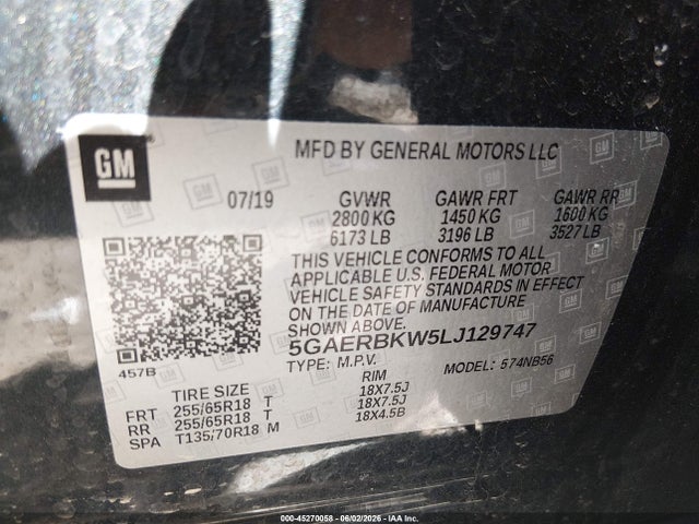 Aukcja sprzedaży 2020 Buick Enclave Fwd Essence, vin: 5GAERBKW5LJ129747, numer aukcji: 45270058