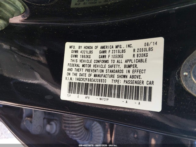 Продажа на аукционе авто 2014 Honda Accord Ex-l, vin: 1HGCR2F88EA306930, номер лота: 45270079