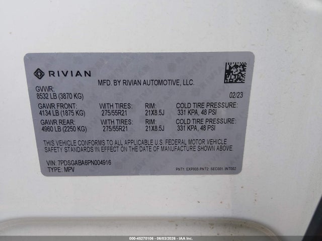 Rivian R1s Adventure 2023 7PDSGABA6PN004916 Image 9