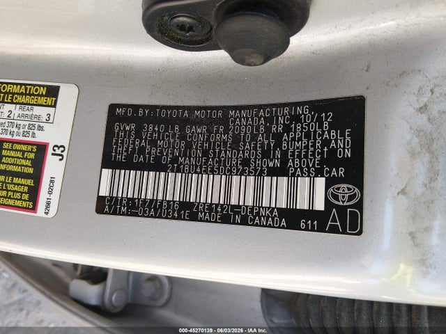 45270139 :رقم المزاد ، 2T1BU4EE5DC973573 vin ، 2013 Toyota Corolla Le مزاد بيع