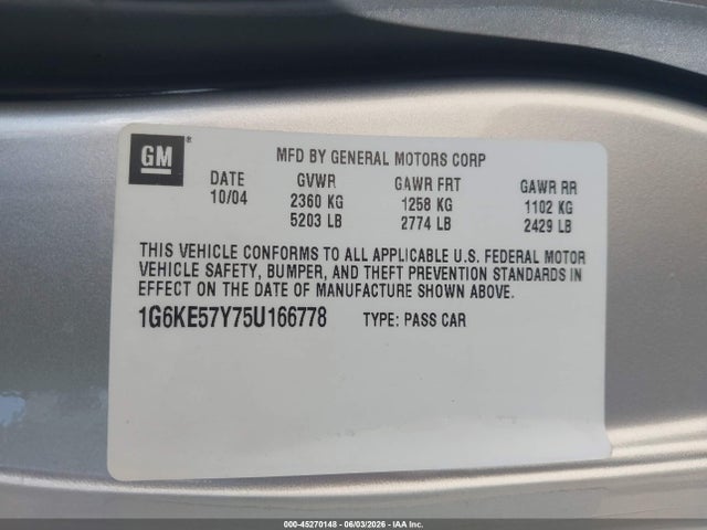 Продажа на аукционе авто 2005 Cadillac Deville Dhs, vin: 1G6KE57Y75U166778, номер лота: 45270148