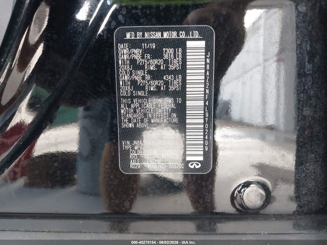 Продажа на аукционе авто 2020 Infiniti Qx80 Luxe, vin: JN8AZ2NF4L9702409, номер лота: 45270154