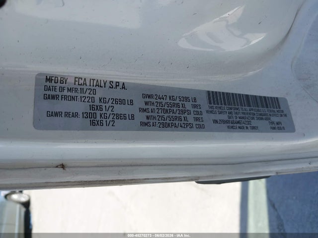 Продажа на аукционе авто 2021 Ram Promaster City Tradesman, vin: ZFBHRFAB4M6T42312, номер лота: 45270273