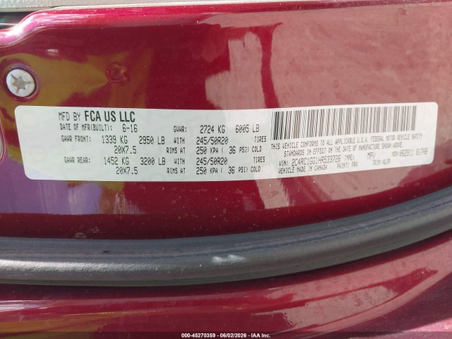 Продажа на аукционе авто 2017 Chrysler Pacifica Limited, vin: 2C4RC1GG1HR533726, номер лота: 45270359