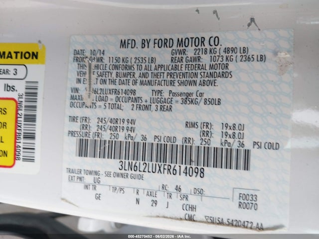 3LN6L2LUXFR614098 Lincoln MKZ HYBRID