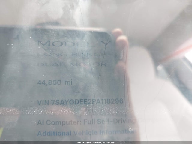 Продажа на аукционе авто 2023 Tesla Model Y Awd/long Range Dual Motor All-wheel Drive, vin: 7SAYGDEE2PA118296, номер лота: 45270546