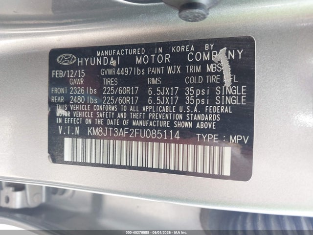 Продаж на аукціоні авто 2015 Hyundai Tucson Gls, vin: KM8JT3AF2FU085114, номер лоту: 45270588