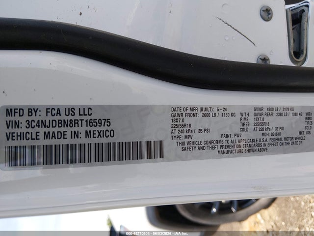 Продажа на аукционе авто 2024 Jeep Compass Latitude 4x4, vin: 3C4NJDBN8RT165975, номер лота: 45270608