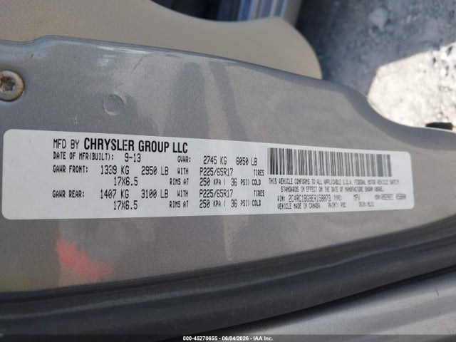 2014 Chrysler Town & Country Touring მანქანა იყიდება აუქციონზე, vin: 2C4RC1BG9ER158073, აუქციონის ნომერი: 45270655