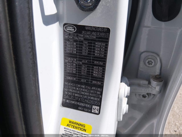 Aukcja sprzedaży 2020 Land Rover Range Rover Evoque First Edition, vin: SALZL2FX1LH026359, numer aukcji: 45270666