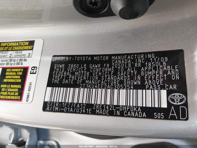 Продаж на аукціоні авто 2010 Toyota Matrix, vin: 2T1KU4EE2AC305354, номер лоту: 45270697
