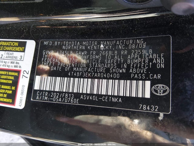 Aukcja sprzedaży 2010 Toyota Camry Le, vin: 4T4BF3EK7AR040400, numer aukcji: 45270735