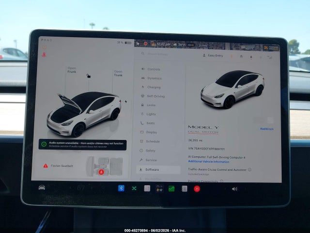 2023 Tesla Model Y Performance Dual Motor All-wheel Drive მანქანა იყიდება აუქციონზე, vin: 7SAYGDEFXPF889701, აუქციონის ნომერი: 45270894