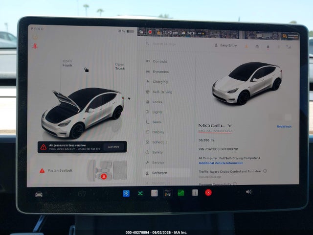 2023 Tesla Model Y Performance Dual Motor All-wheel Drive მანქანა იყიდება აუქციონზე, vin: 7SAYGDEFXPF889701, აუქციონის ნომერი: 45270894