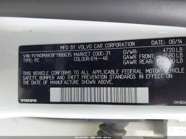 Продаж на аукціоні авто 2015 Volvo S80 T5, vin: YV140MAK8F1186635, номер лоту: 45270961