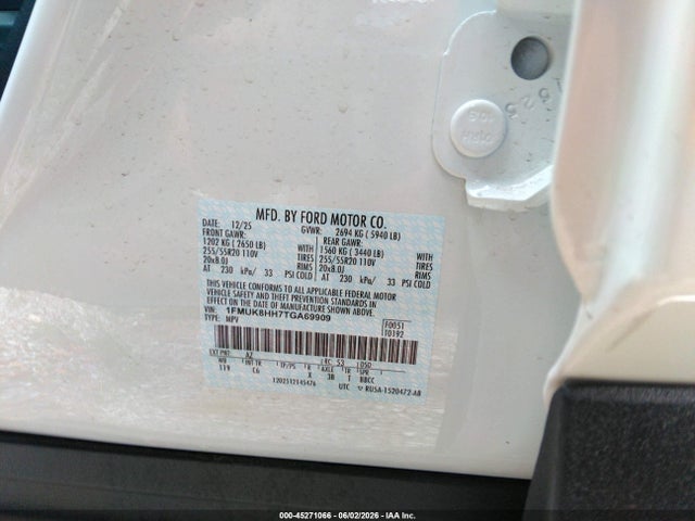 Продажа на аукционе авто 2026 Ford Explorer Platinum, vin: 1FMUK8HH7TGA69909, номер лота: 45271066